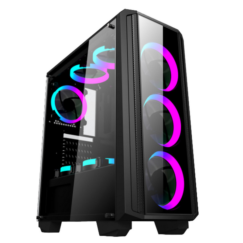 Вентилятор RGB случая игры случая настольного компьютера со случаем чистой панели ATX утюга стеклянной панели передним