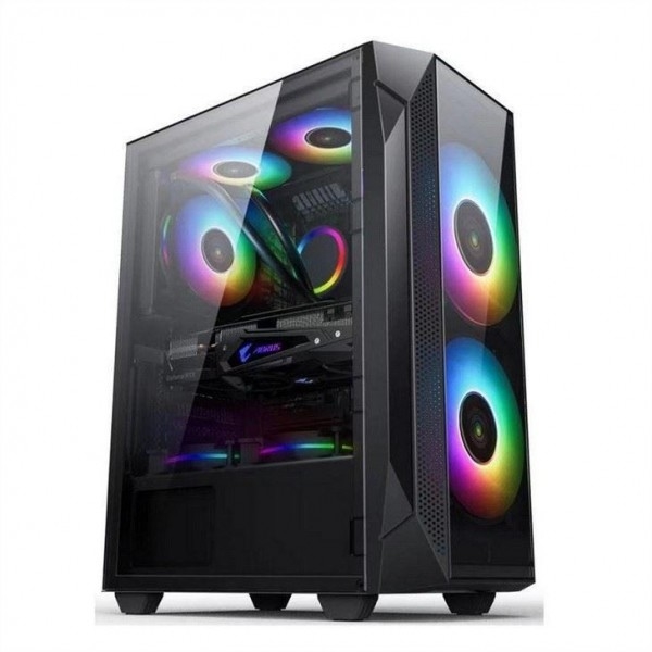 ETEK ATX/Matx Компьютерный корпус Темперное стеклянное панель на боковой и передней поддержки Вентиляторы 2x14cm или 3x12cm на передней поддержки Rad
