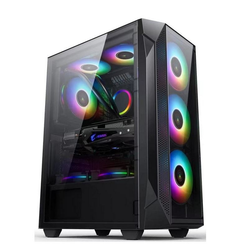 ETEK ATX/Matx Компьютерный корпус Темперное стеклянное панель на боковой и передней поддержки Вентиляторы 2x14cm или 3x12cm на передней поддержки Rad