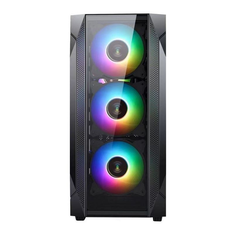 ETEK ATX/Matx Компьютерный корпус Темперное стеклянное панель на боковой и передней поддержки Вентиляторы 2x14cm или 3x12cm на передней поддержки Rad