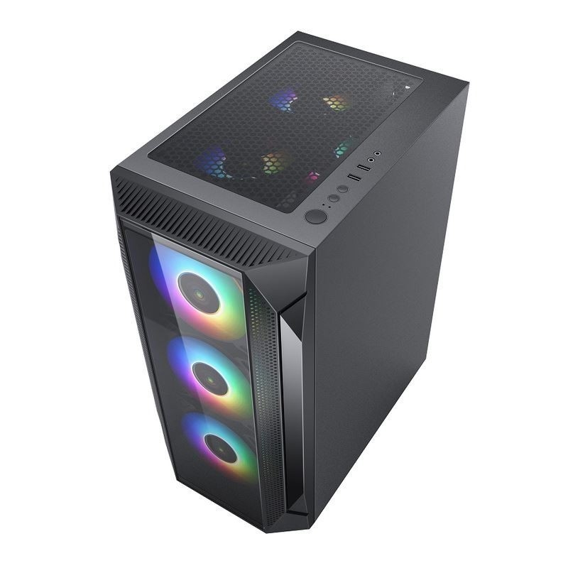 ETEK ATX/Matx Компьютерный корпус Темперное стеклянное панель на боковой и передней поддержки Вентиляторы 2x14cm или 3x12cm на передней поддержки Rad