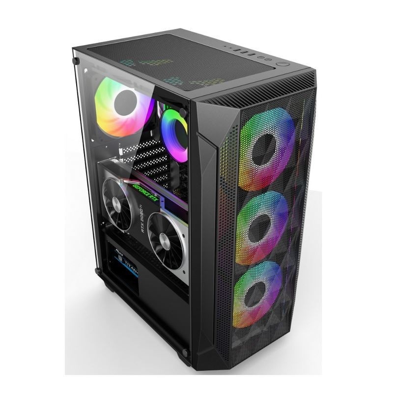 ETEK - ATX/Matx Компьютерный корпус Степленное стекло панель на боковой прессованной сетки Передняя панель Поддержка Водоохлаждаемый радиатор
