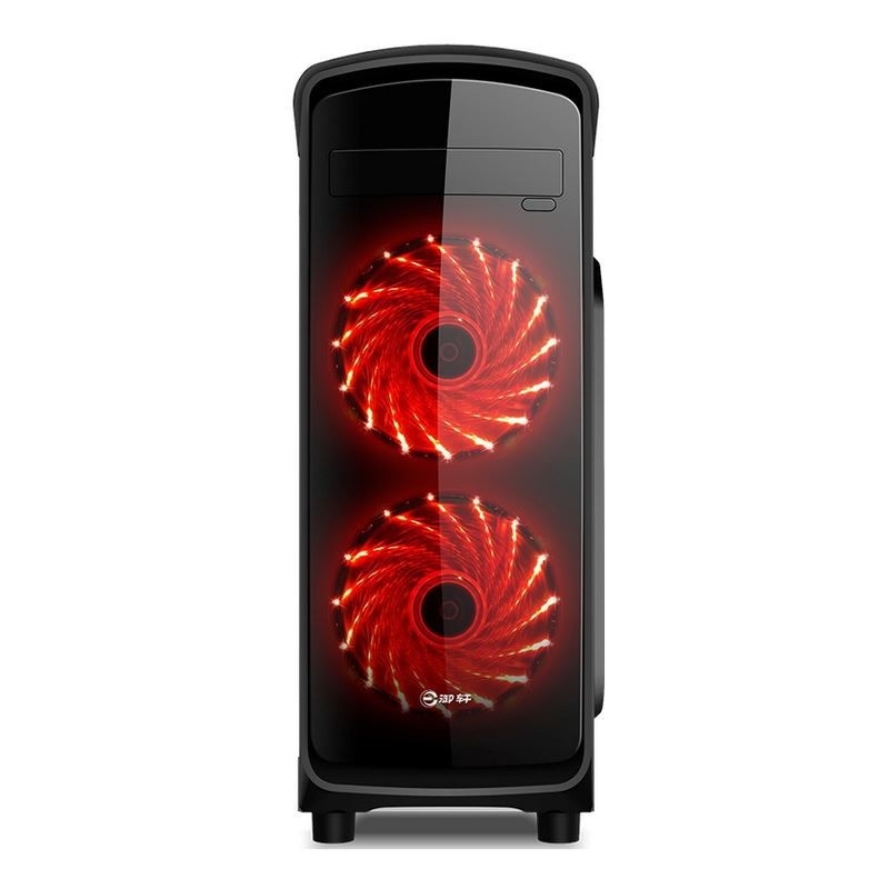 ETEK ATX Mid-Tower Case Acrylic Front & Side Panel Full Side View Черно-белый