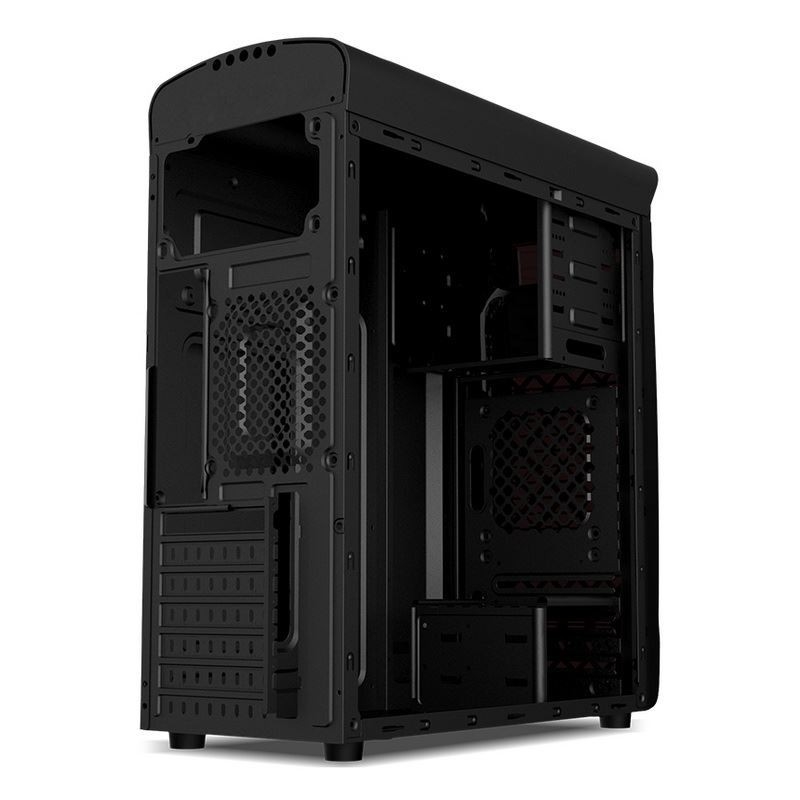 ETEK ATX Mid-Tower Case Acrylic Front & Side Panel Full Side View Черно-белый