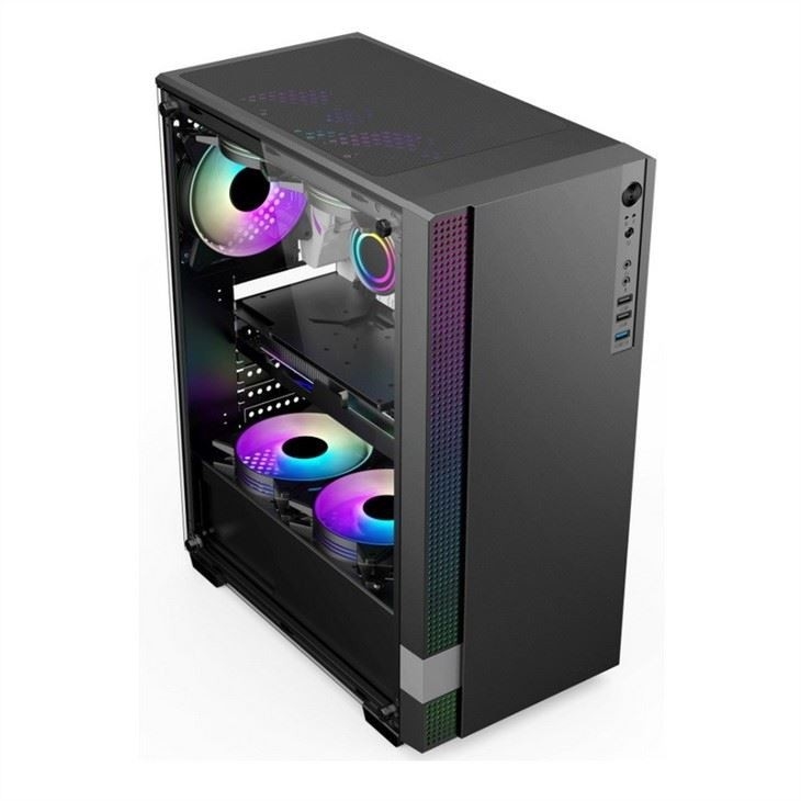 Игровой корпус для ПК ETEK Mid Tower PC Gaming ATX Компьютерный корпус поддерживает 6 фан ARGB, закаленный стеклянный боковой пандел.