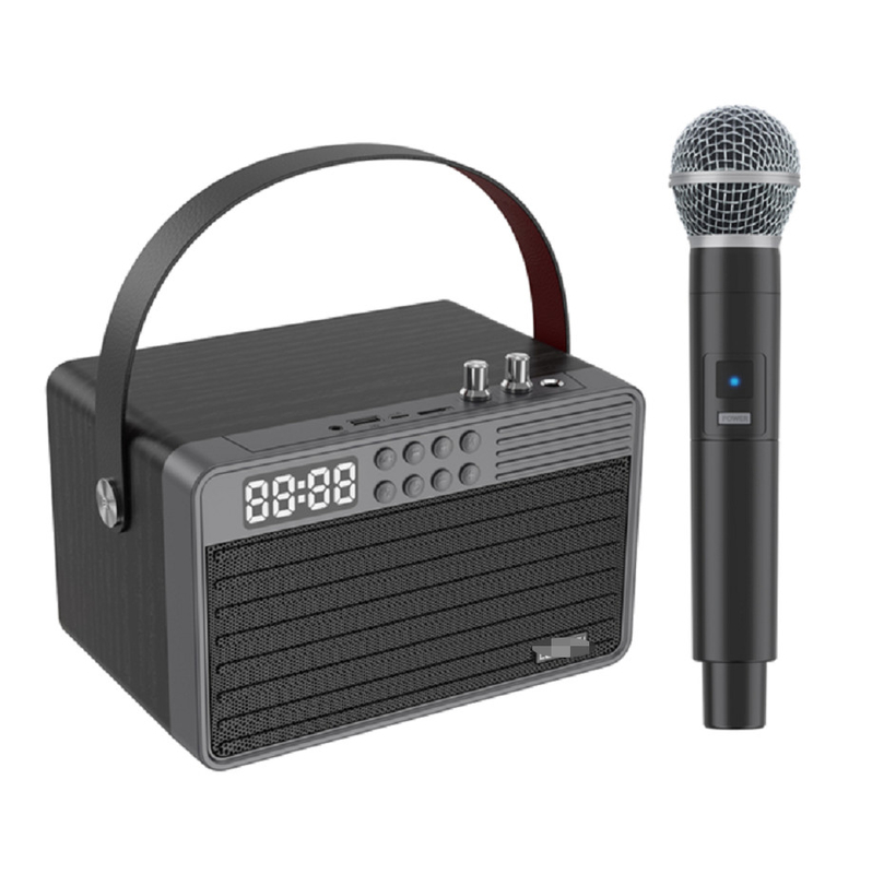 Поддерживает Bluetooth AUX TF Карта U Диск FM Радио Беспроводной микрофон Деревянный ABS Железный сетка Материал 2400mAh батарея