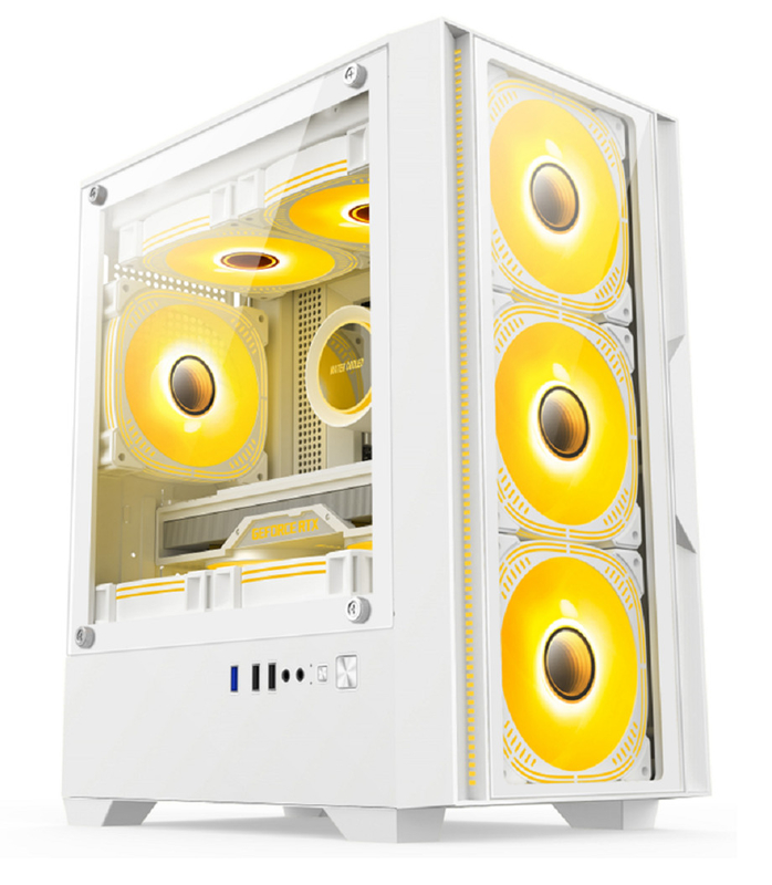 Совместима с материнскими платами M-ATX/ITX Установка в двух режимах Устройство с 5 вентиляторами Панорамное боковое освещение Компьютерный корпус для игроков среднего класса