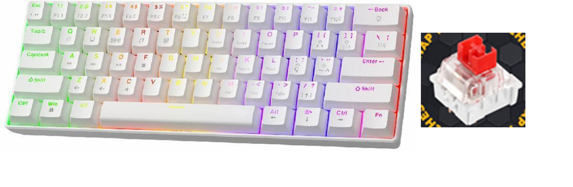 Компактная 68-ключевая механическая клавиатура с настраиваемым RGB-задней подсветкой, коммутаторами для горячей смены и подключением USB