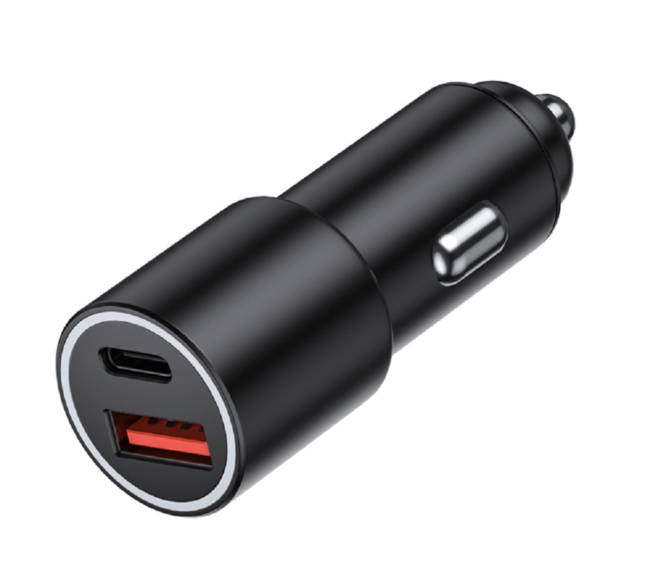 48 Вт двойной порт USB-C зарядное устройство для автомобилей с PD 20 Вт & QC 18 Вт, 12-24 Вт постоянного тока вход ABS + PC огнеупорный