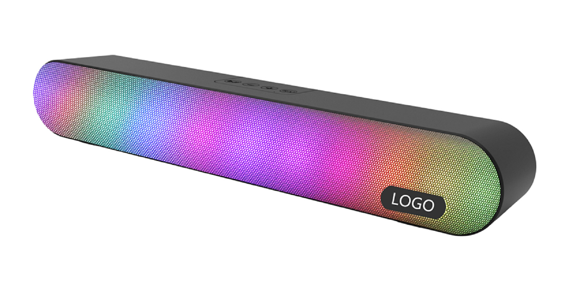 Bluetooth 5.3 Dual 5W Спикеры ABS + Iron Mesh Материал 1200mAh Батарея RGB освещение AUX/TF/FM/USB Входы Бесручные звонки