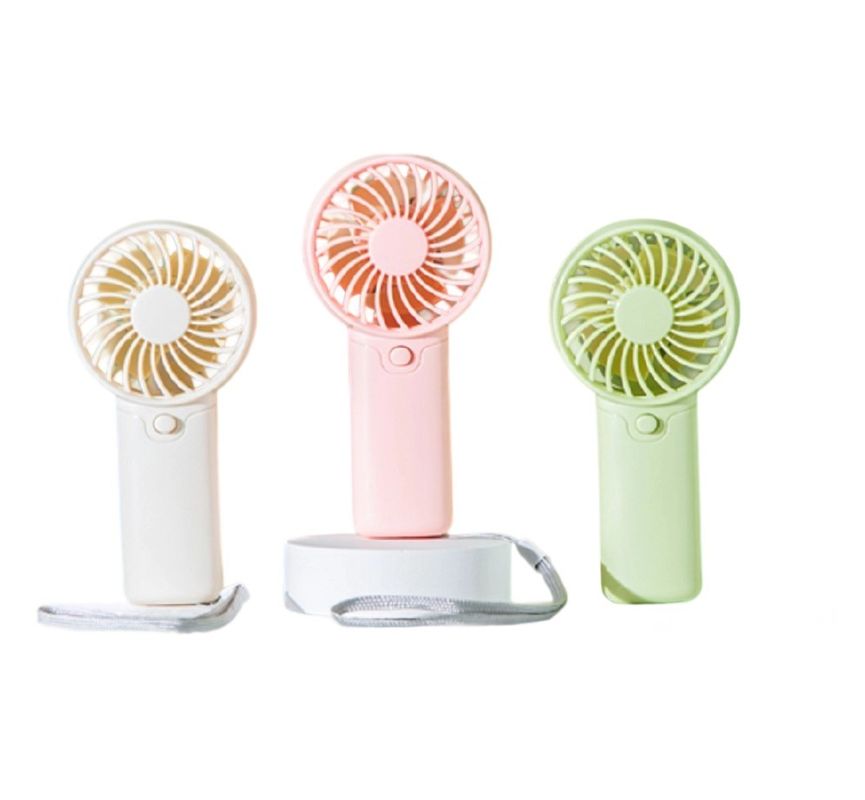 Ручной вентилятор на батарейках AAA, 2 Вт, корпус из АБС-пластика, размер 6*3.7*12.5 см, вес 53.7 г, легкий, с ремешком, зеленый, красный, белый