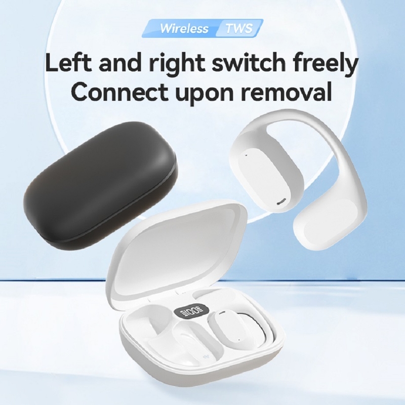ETEK Ear-Hook TWS наушники, Bluetooth 5.3 (A2DP/AVRCP/HFP), 50mAh наушниковая ячейка + 300mAh чехол (защитная плата)