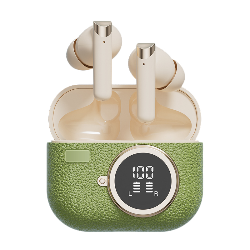 Беспроводные наушники Bluetooth 5.4 ANC F10 Динамик 300 мАч Кейс Type-C Быстрая зарядка Коричневый оттенок кожи Зеленый