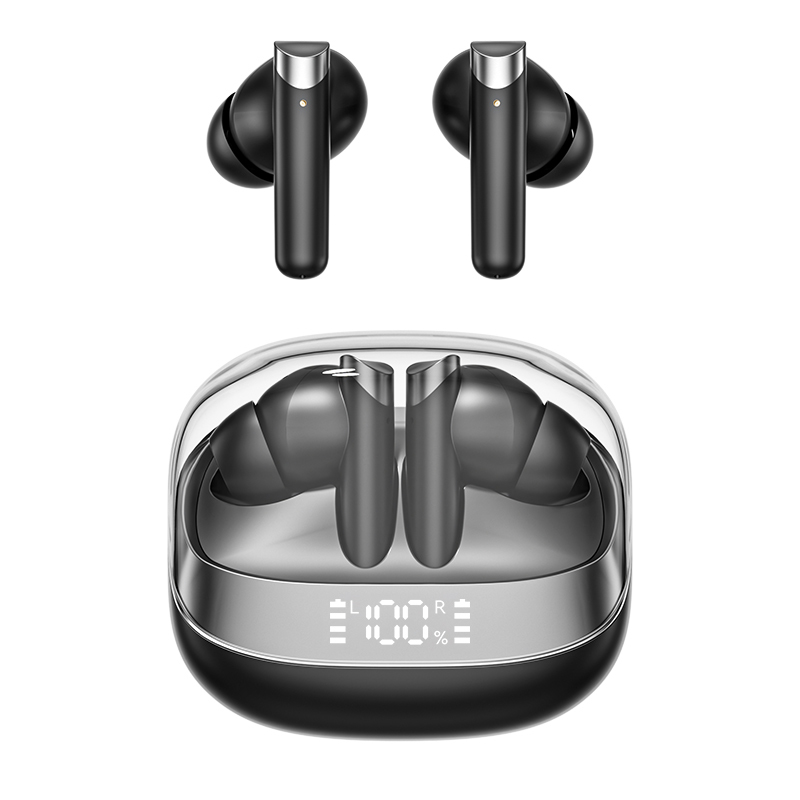 ETEK беспроводные наушники Bluetooth 5.4 ANC наушники F10 Медный кольцевой динамик 300mAh Чехлы Черно-белый