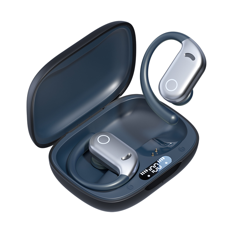 ETEK Водонепроницаемые светодиодные наушники, Bluetooth 5.4, аккумулятор наушника 50 мАч + кейс 300 мАч (защитная плата), динамик F14.2
