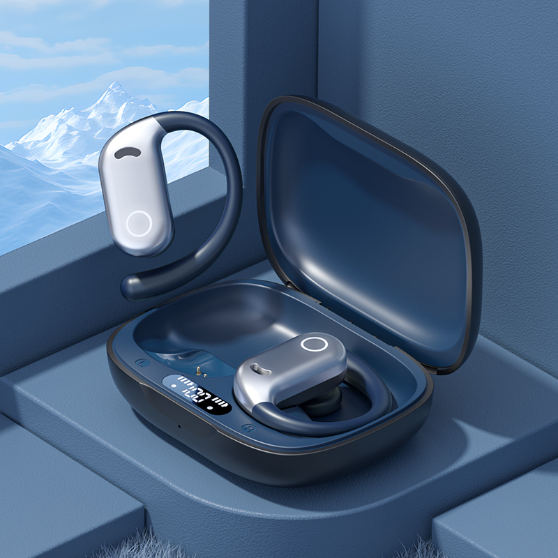 ETEK Водонепроницаемые светодиодные наушники, Bluetooth 5.4, аккумулятор наушника 50 мАч + кейс 300 мАч (защитная плата), динамик F14.2