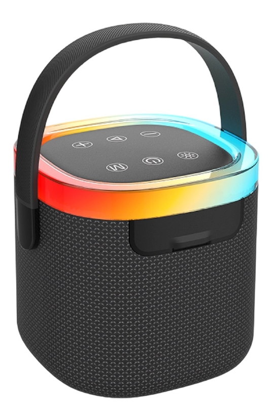 66-мм 10-ваттный водонепроницаемый динамик со степенью защиты IPX5, ручкой для переноски, аккумулятором 1800 мАч, AUX/TF/USB/FM, 4 режима воспроизведения / вызов