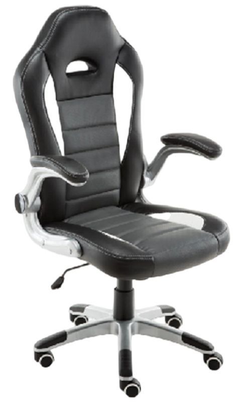 Эргономичное кресло с откидными подлокотниками и тройной полиуретановой набивкой, полиуретановые ролики 320 мм с основанием с порошковым покрытием и газовым лифтом 100 мм с покраской