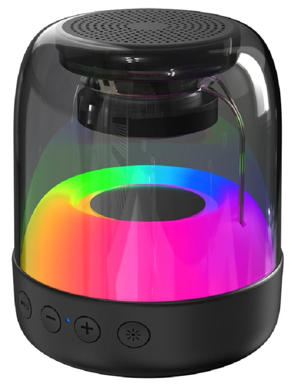 Портативная Bluetooth колонка 3W, 2-дюймовый динамик, корпус из ABS-пластика, RGB подсветка, 500 мАч, поддержка BT/AUX/USB/TF, функция громкой связи