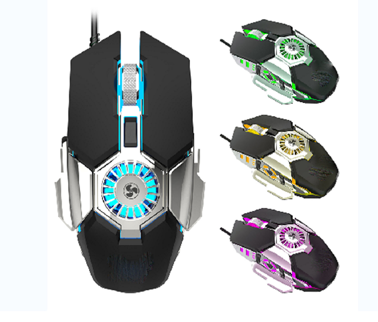 RGB игровая мышь 6 кнопок регулируемый DPI 1000/1600/3200/6400 Красочный дыхательный свет ABS 8M Клик-жизнь 5V/100mA