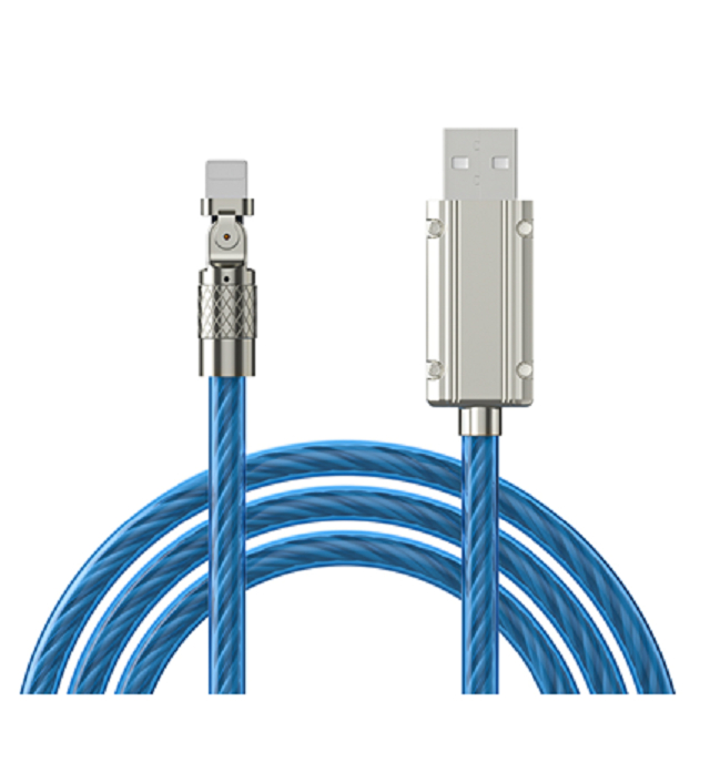 ETEK 1M вращающийся светодиодный кабель, TPE, 4-ядерный, быстрая зарядка и передача данных, цинковый сплав, белый/синий/красный/зеленый