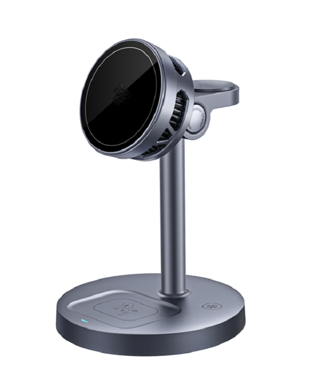 ETEK 25W Металлическое беспроводное зарядное устройство 3 в 1, Быстрая зарядка для телефона (до 25 Вт), часов ((5 Вт) и наушников ((2.5 Вт), MOQ: 1000 единиц.