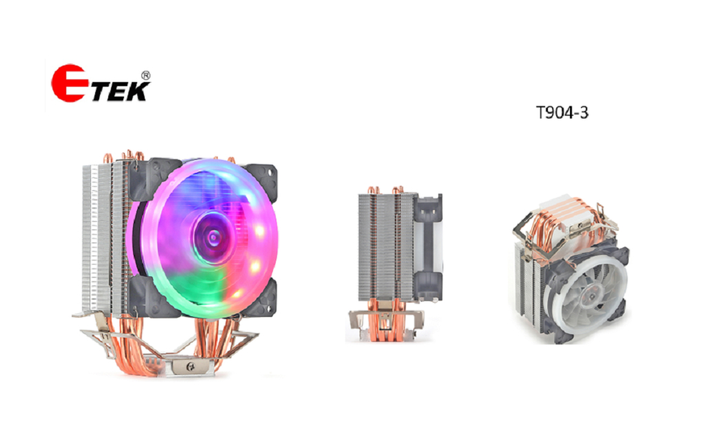 Кулер для процессора ETEK 4-Heatpipe, вентилятор 92 мм, фиксированная RGB-подсветка, гидродинамический подшипник, идеально подходит для бюджетных сборок и компактных ПК