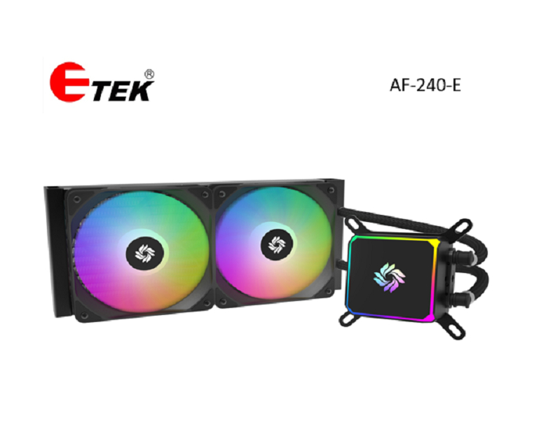 Жидкий кулер для процессора ETEK 240mm A-RGB, 265W, квадратный водоблок, PWM вентиляторы, совместимость с LGA1700/AM5