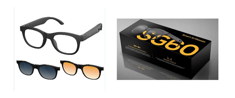 Интеллектуальные аудиоочки с переводом в режиме реального времени и интерфоном, двойные кремниевые микрофоны, магнитное зарядное устройство, батарея 80 мАч * 2