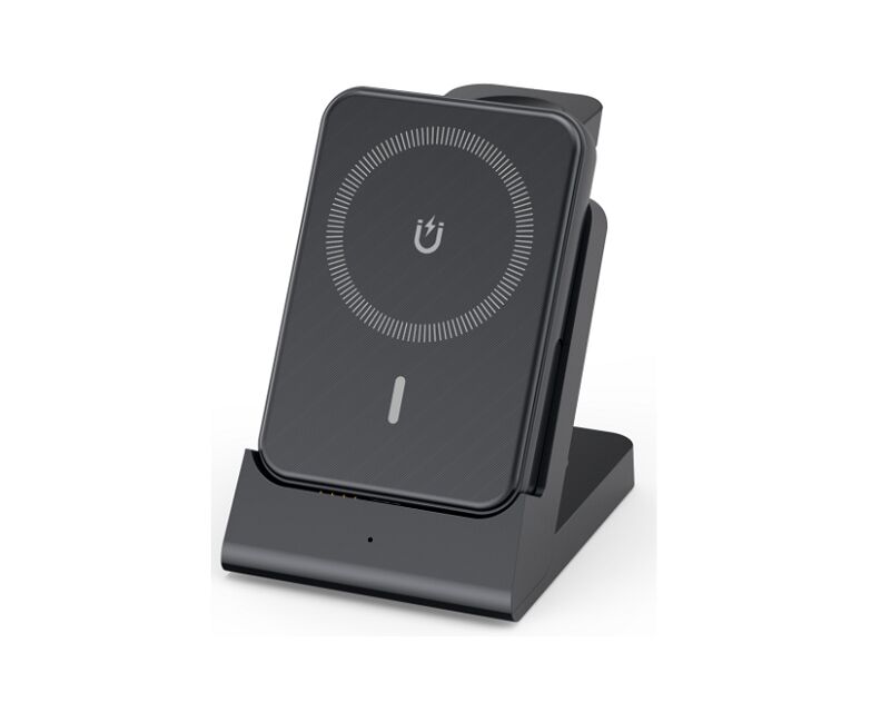 Беспроводной портативный аккумулятор, 5000 мАч, 3-в-1 для телефона/часов/наушников, 15 Вт Qi, для путешествий, офиса или в подарок