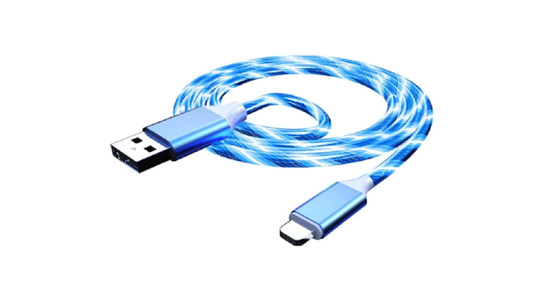 Кабель зарядки с светодиодной подсветкой, 1M, 3,5 мм OD, соединитель из алюминиевого сплава, композитная медь, красочный RGB-свет, белый/синий/красный/зеленый