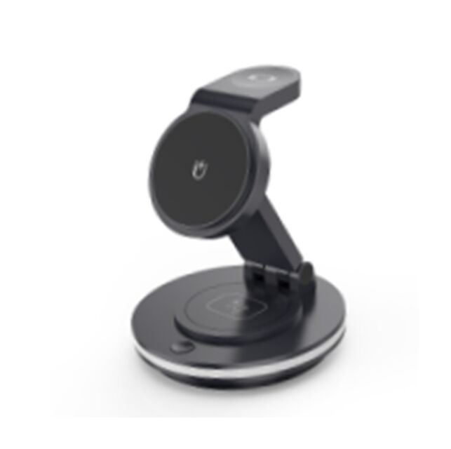 4-в-1 вращаемая беспроводная зарядка, 15 Вт телефон + 2,5 Вт часы + 3 Вт наушники + светодиодный свет