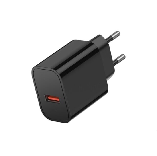 18W QC3.0 USB-зарядное устройство, один порт, универсальное входное напряжение 100-240 В, черный/белый