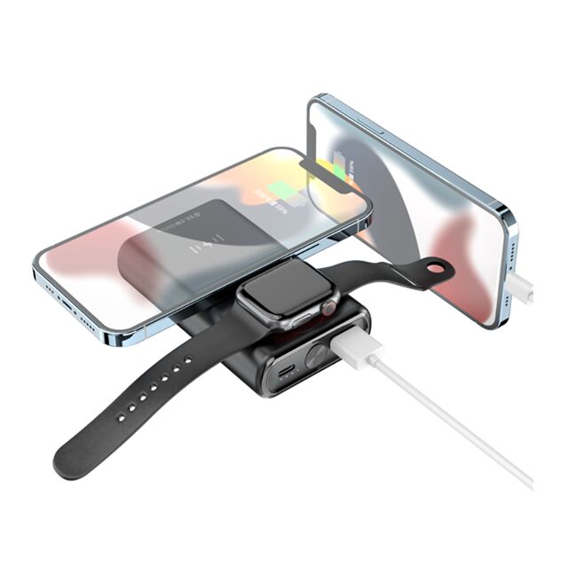 10000 мАч 2-в-1 беспроводной зарядный блок, 15 Вт Телефон + 2,5 Вт Зарядные часы