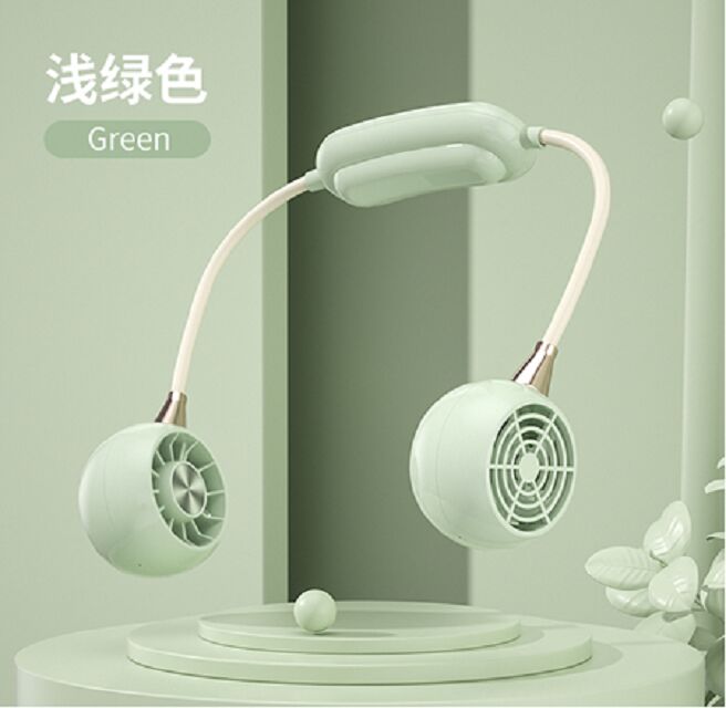 3-скоростной вентилятор на шею, 1200 мАч, Type-C, 2 часа зарядки, зеленый/розовый/белый