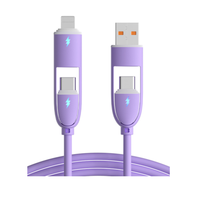 5-in-1 Silicone Data Cable,60W C-C, 4 Colors, Genuine 5-Core, 1.0M