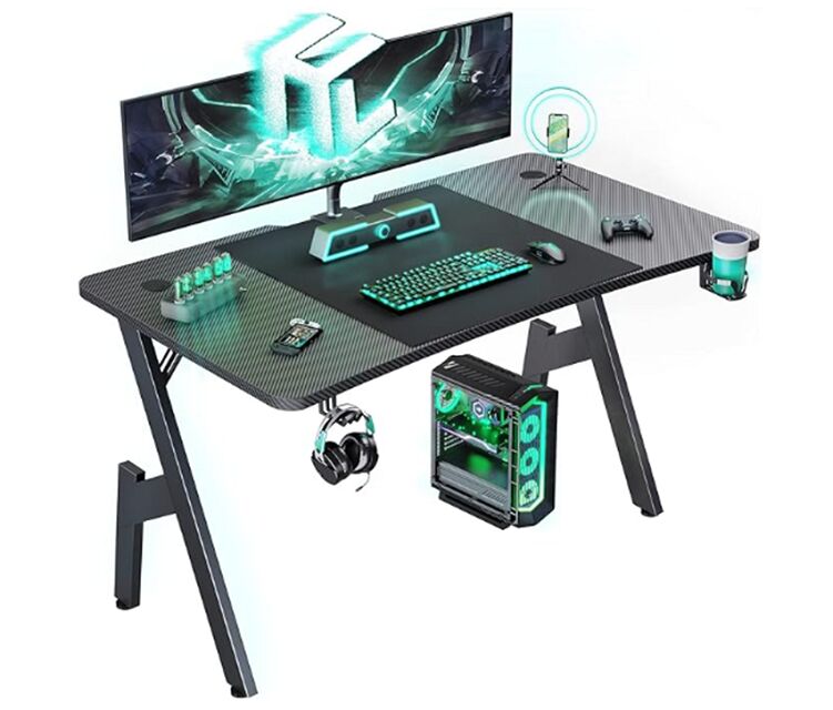 Игровой стол, стальная рама, RGB свет опциональный, держатель чашки, 1.2/1.4/1.6M