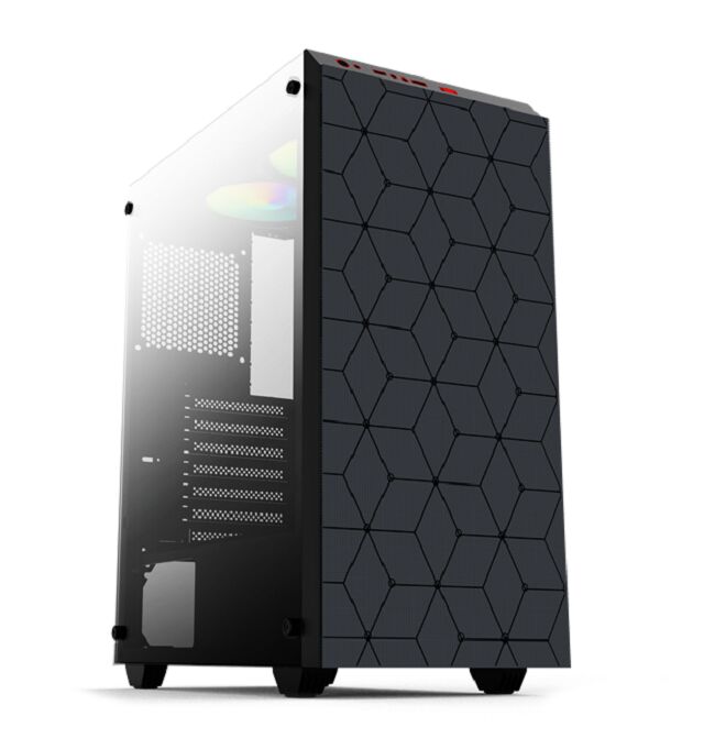Игровой корпус для ПК ATX, боковая панель из закаленного стекла, два HDD/SSD, поддержка нескольких вентиляторов