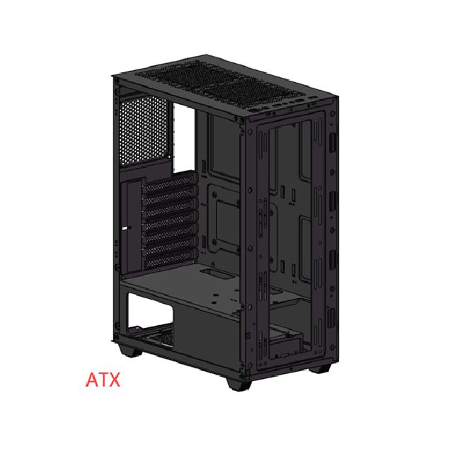 Игровой корпус для ПК ATX, боковая панель из закаленного стекла, два HDD/SSD, поддержка нескольких вентиляторов