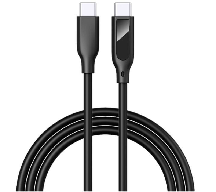 Кабель USB-C с цифровым дисплеем, быстрая зарядка 5А, силикон, 1м, отображение напряжения/тока в реальном времени