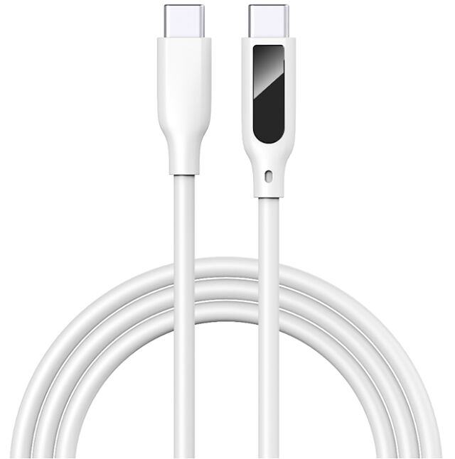 Кабель USB-C с цифровым дисплеем, быстрая зарядка 5А, силикон, 1м, отображение напряжения/тока в реальном времени
