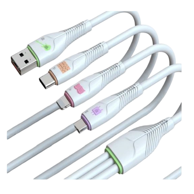 Белый 3-в-1 зарядный кабель (USB к молнии / микро / тип-С), 1,5 м
