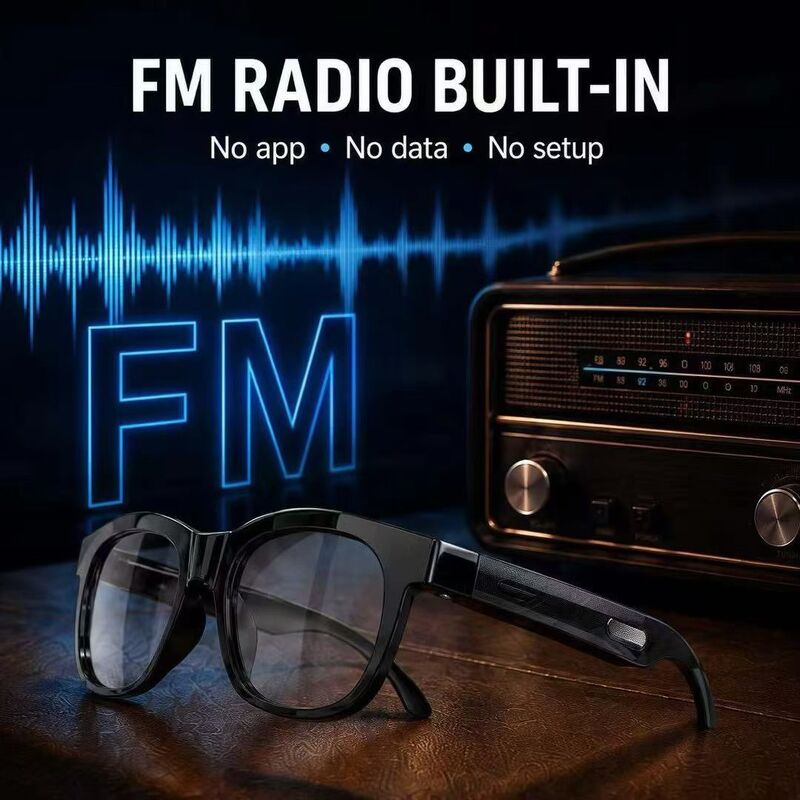 Bluetooth 5.4 Аудио солнцезащитные очки w/FM Type-C 6H Playtime 38.5g Легкий многоцветный