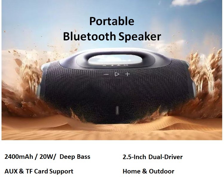 20-ваттная Bluetooth-колонка с двумя динамиками и глубокими басами, портативное беспроводное стерео для дома и улицы