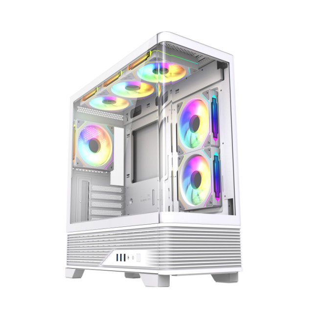 Curved Front Glass PC Case, Full Metal Top Panel MATX Gaming Computer Chassis, Support 360mm Water Cooling, Max 410mm GPU Length
