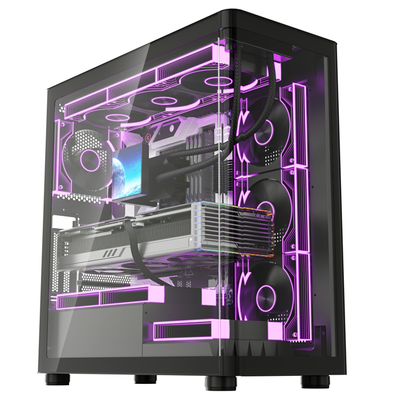 Игровой корпус ATX с изогнутым стеклом, поддержка AIO 360mm + 410mm GPU, USB 3.0 передний I / O, боковая панель без инструментов